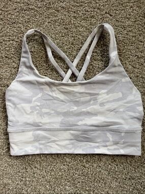 Lululemon Light Gray Camo Strappy Sports Bra - Women Intimates & Sleepwear